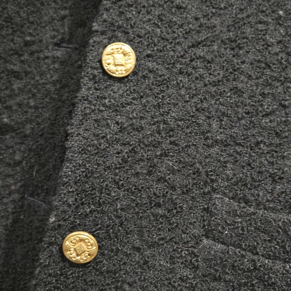 Brooks Brothers Black Wool Textured Tweed Jacket Blazer Gold Buttons SZ 12 - Picture 2 of 8